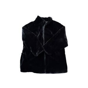 Giacca Black Plush Faux Fur Jacket 2X Y2K Glam